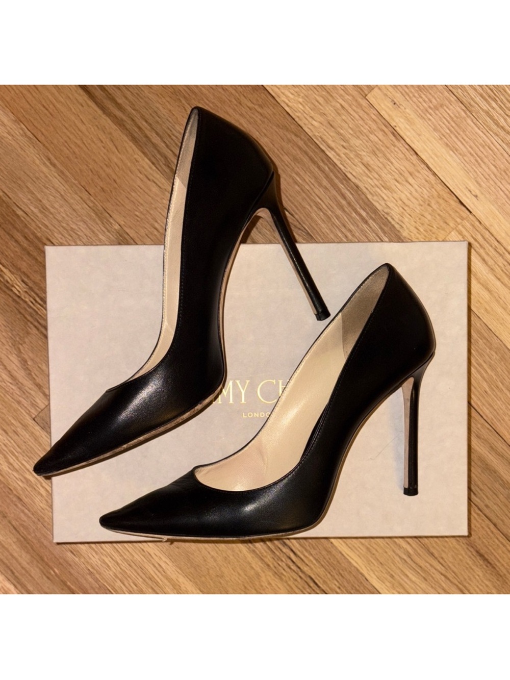 Jimmy Choo Romy 100mm Leather High-Heel Pumps with Box